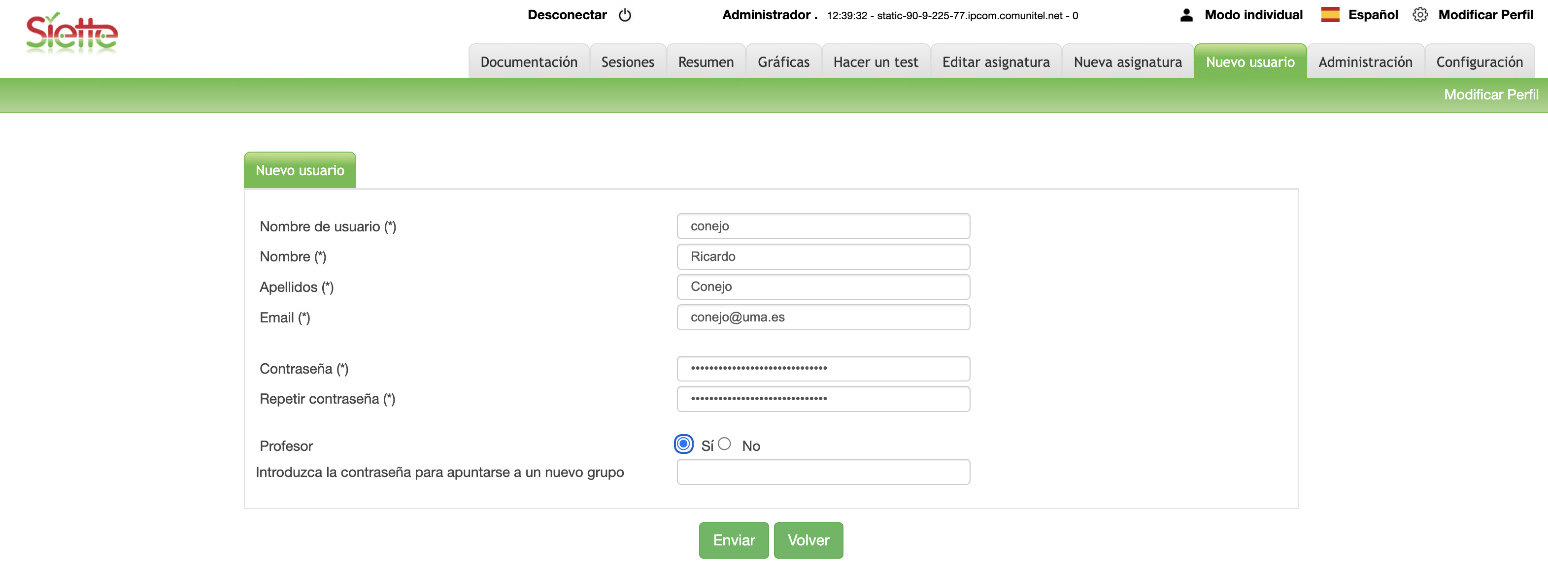 Nuevo usuario Nuevo usuario
